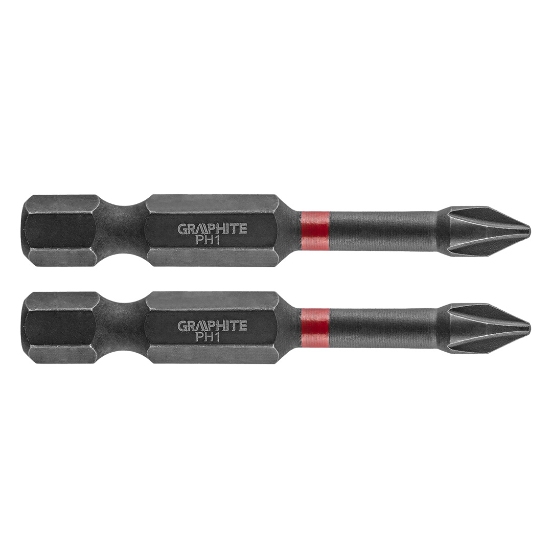 TOP-56H518--Bity udarowe, typ PH1, długość całkowita 50 mm, stal S2, napęd 1/4", 2 szt. 