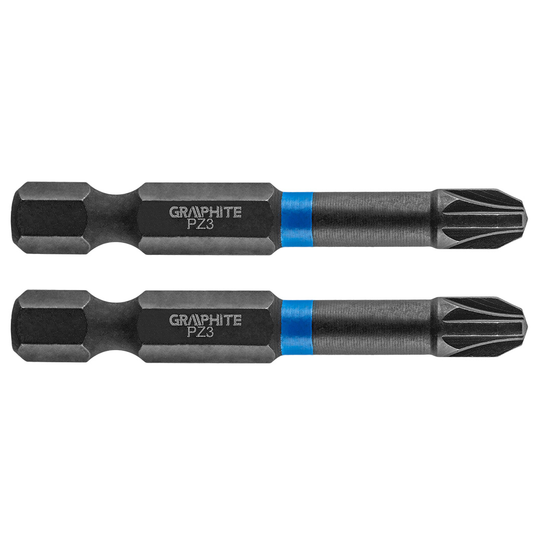 TOP-56H523--Bity udarowe, typ PZ3, długość całkowita 50 mm, stal S2, napęd 1/4", 2 szt. 