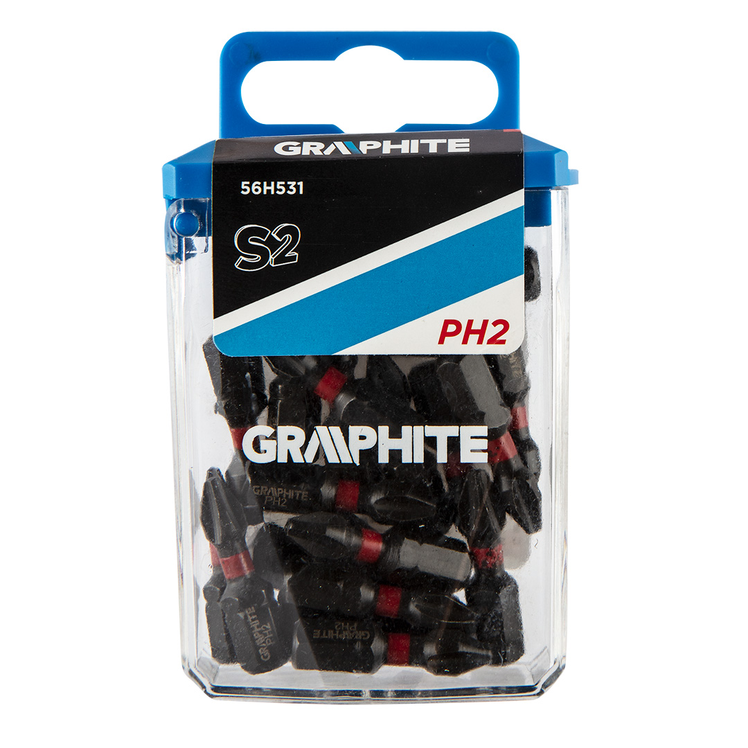 TOP-56H531--Bity udarowe, typ PH2, długość całkowita 25 mm, stal S2, napęd 1/4", 20 szt. 