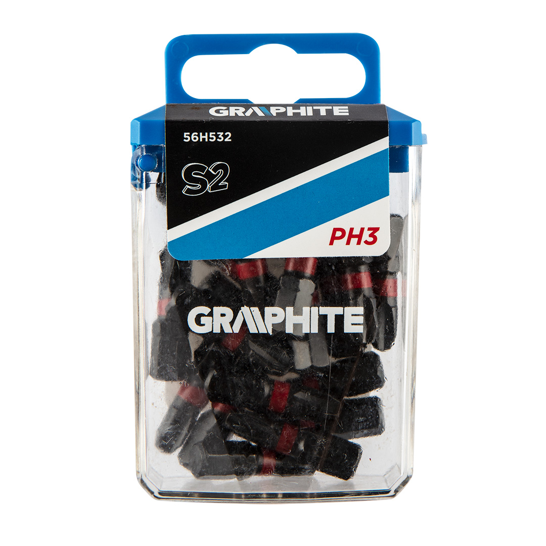 TOP-56H532--Bity udarowe, typ PH3, długość całkowita 25 mm, stal S2, napęd 1/4", 20 szt. 