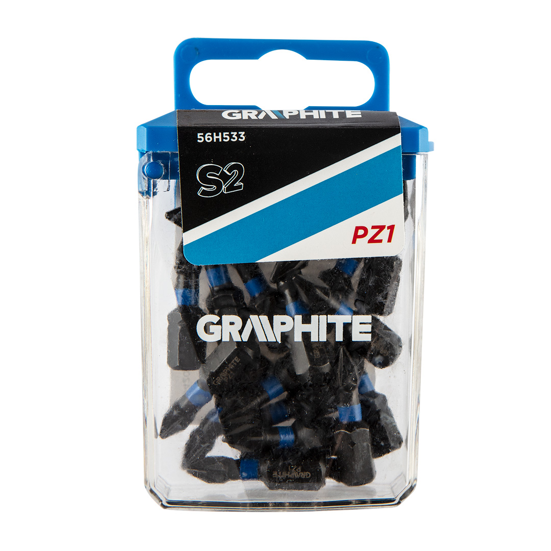 TOP-56H533--Bity udarowe, typ PZ1, długość całkowita 25 mm, stal S2, napęd 1/4", 20 szt. 