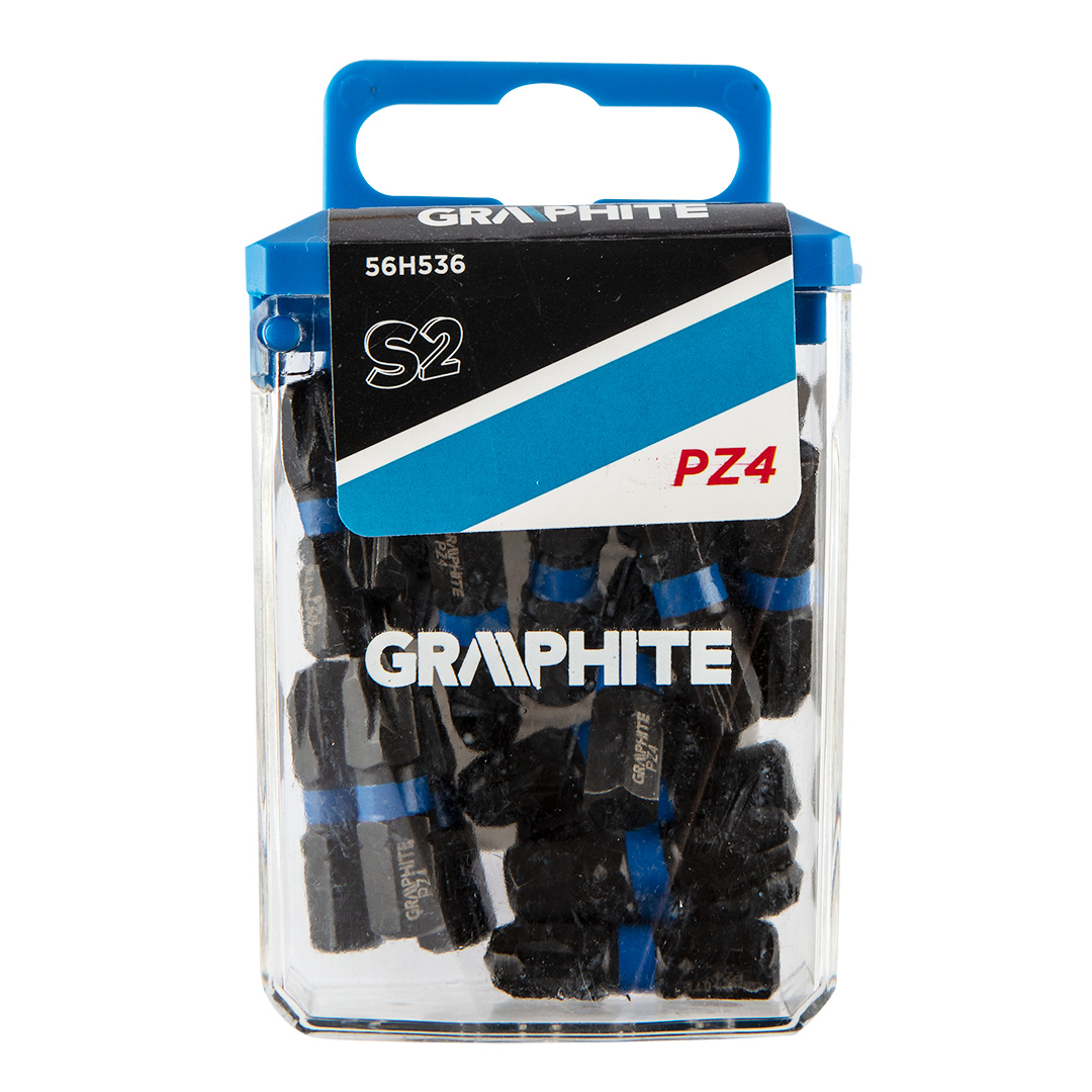 TOP-56H536--Bity udarowe, typ PZ4, długość całkowita 25 mm, stal S2, napęd 1/4", 20 szt. 