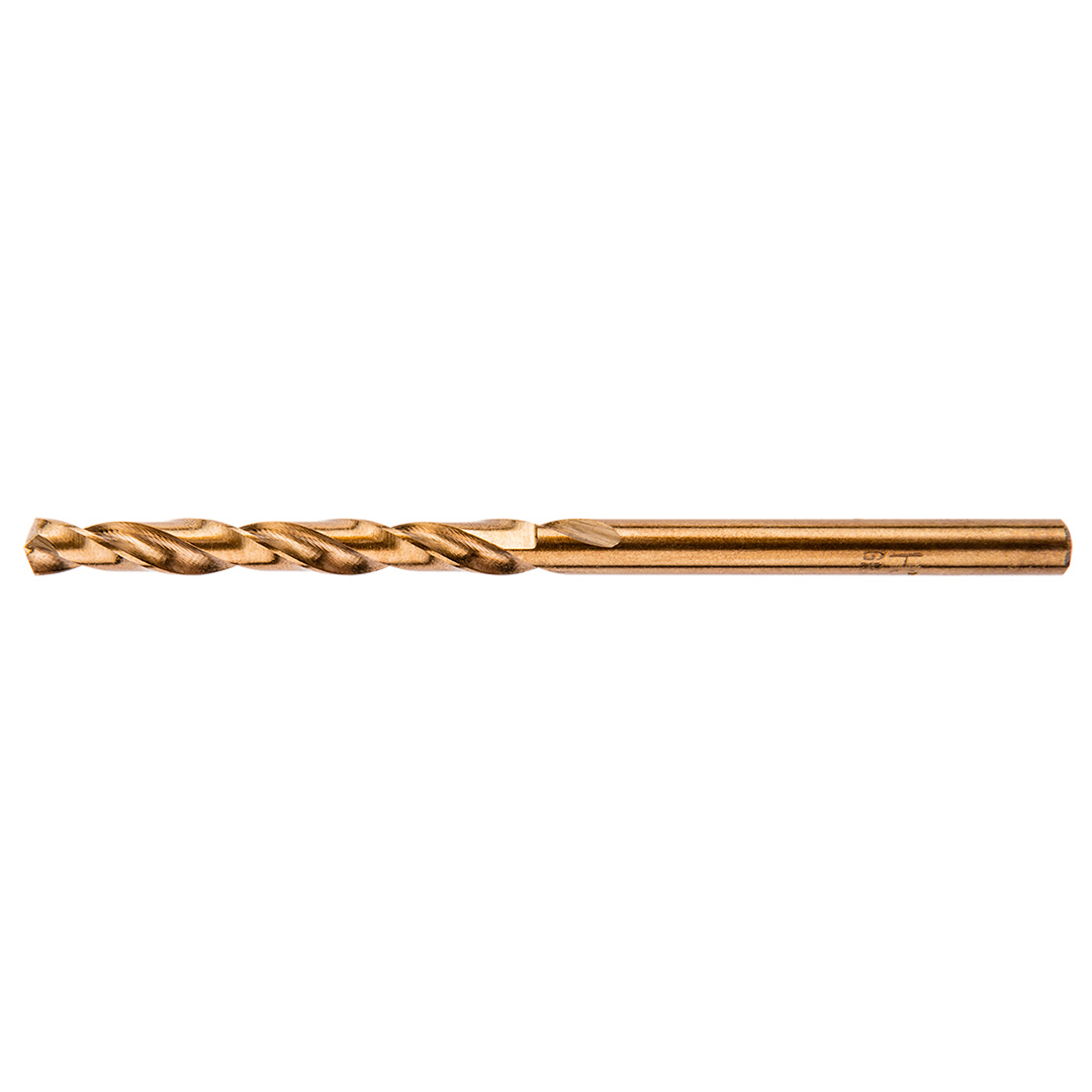 TOP-57H018--Wiertła do metalu HSS-Co, 2.5 mm, zestaw 3 szt., głęboko szlifowane, stal M35, kąt wierzchołkowy 135°, korekta ścinu, DIN338