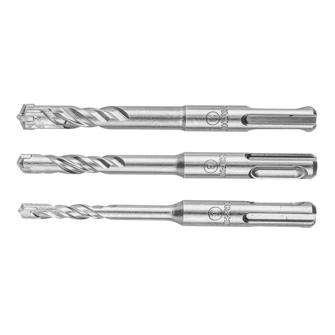 TOP-57H570--Zestaw wierteł do betonu SDS Plus, quatro, zestaw 3 szt. - 6, 8, 10 x 110 mm