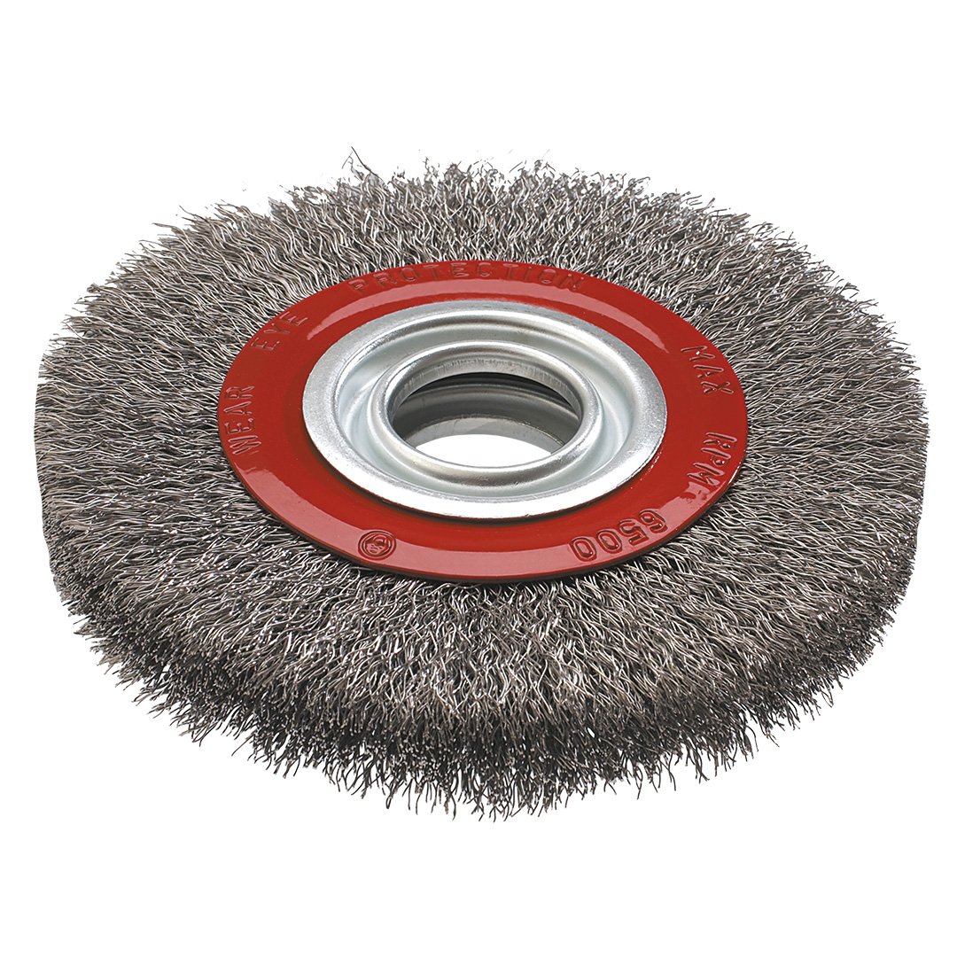 TOP-57H592--Szczotka druciana tarczowa 125 x 20 mm (redukcje 16 mm i 12 mm), INOX, drut karbowany