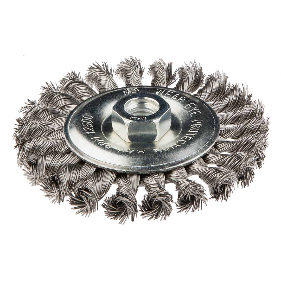TOP-57H596--Szczotka druciana tarczowa 115 mm x M14, INOX, drut splatany O 0.5 mm