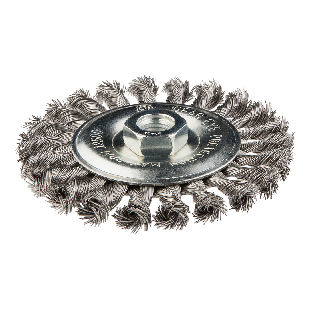 TOP-57H598--Szczotka druciana tarczowa 125 mm x M14, INOX, drut splatany O 0.5 mm
