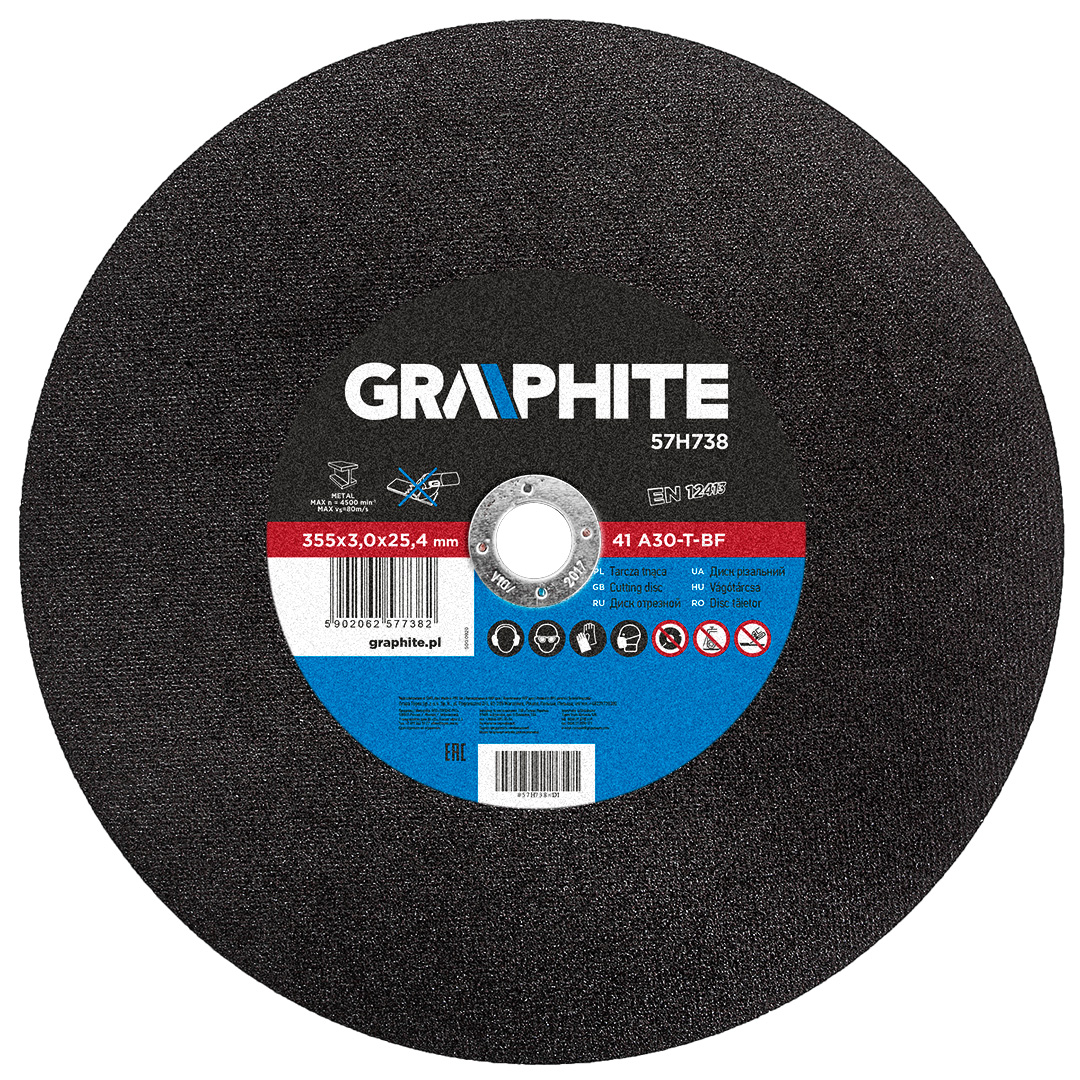 TOP-57H738--Tarcza tnąca do metalu 355 x 3 x 25.4 mm, 41 A30-T-BF