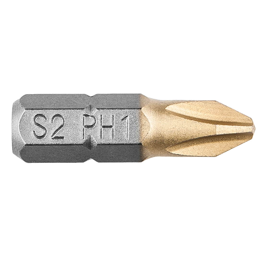 TOP-57H960--Końcówki wkrętakowe PH1 x 25 mm, 1/4", powleczone azotkiem tytanu, stal S2, zestaw 2 szt.