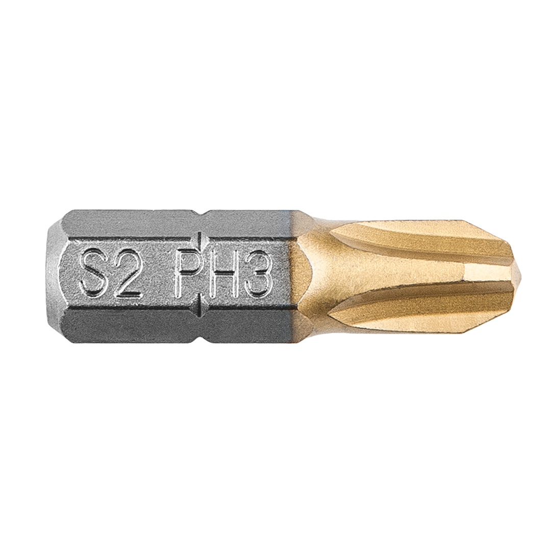 TOP-57H962--Końcówki wkrętakowe PH3 x 25 mm, 1/4", powleczone azotkiem tytanu, stal S2, zestaw 2 szt.