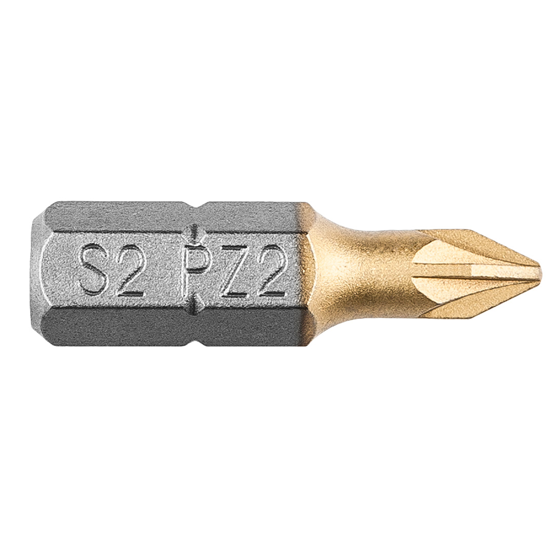 TOP-57H964--Końcówki wkrętakowe PZ2 x 25 mm, 1/4", powleczone azotkiem tytanu, stal S2, zestaw 2 szt.