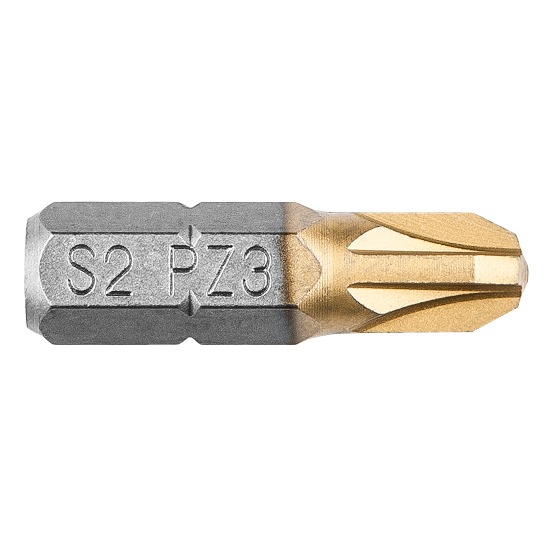 TOP-57H965--Końcówki wkrętakowe PZ3 x 25 mm, 1/4", powleczone azotkiem tytanu, stal S2, zestaw 2 szt.