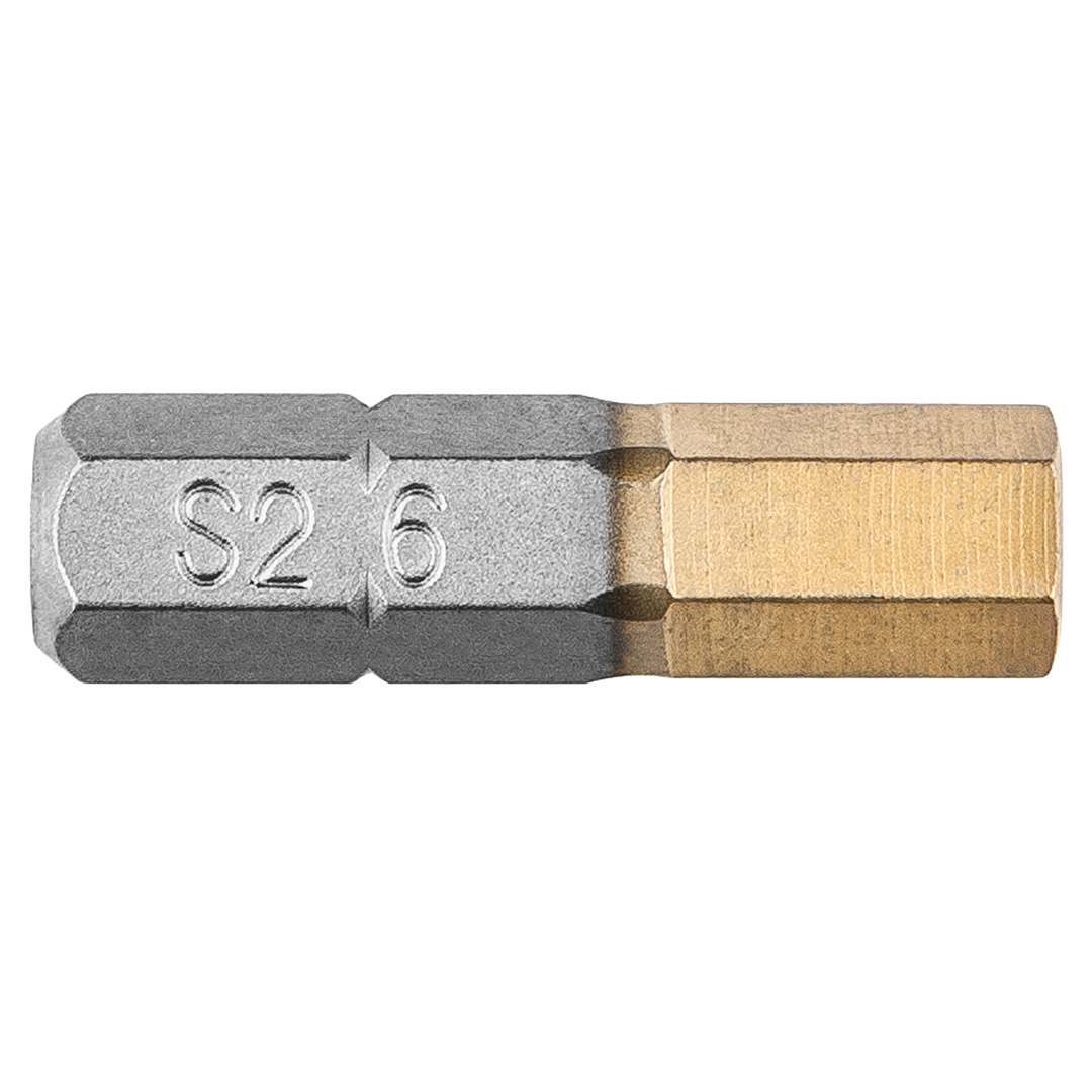 TOP-57H970--Końcówki wkrętakowe HEX6 x 25 mm, 1/4", powleczone azotkiem tytanu, stal S2, zestaw 2 szt.