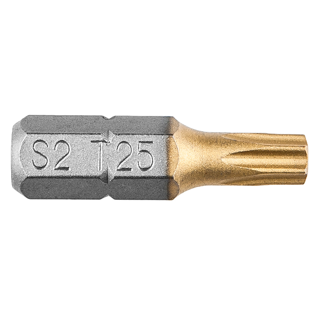 TOP-57H974--Końcówki wkrętakowe TX25 x 25 mm, 1/4", powleczone azotkiem tytanu, stal S2, zestaw 2 szt.