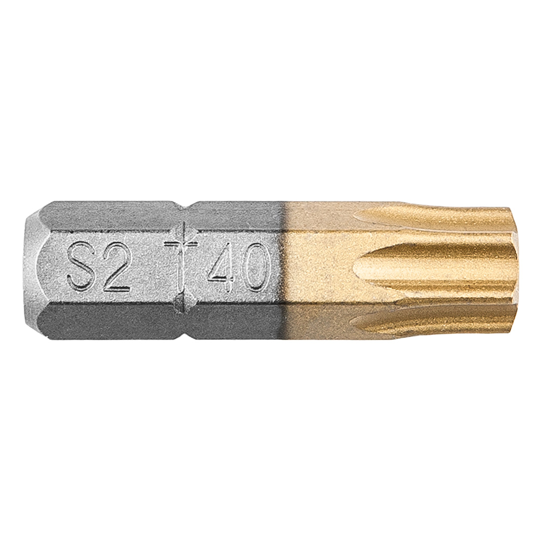 TOP-57H977--Końcówki wkrętakowe TX40 x 25 mm, 1/4", powleczone azotkiem tytanu, stal S2, zestaw 2 szt.