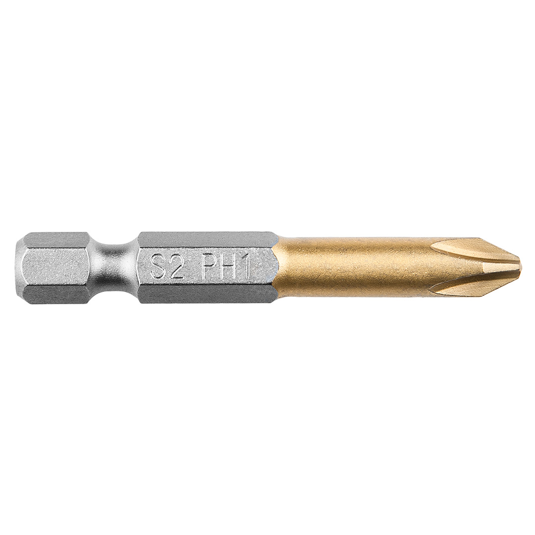 TOP-57H978--Końcówka wkrętakowa PH1 x 50 mm, 1/4", powleczona azotkiem tytanu, stal S2