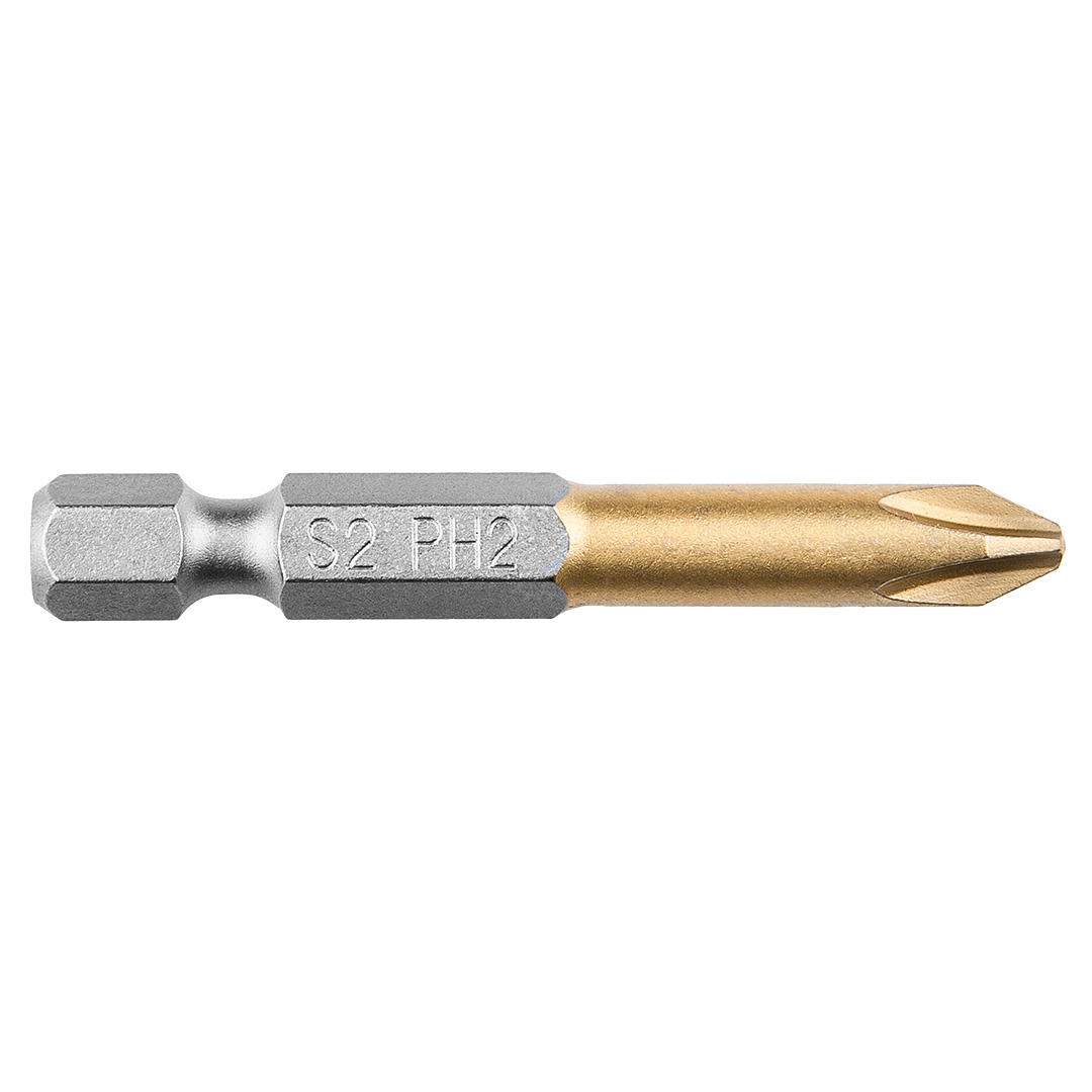 TOP-57H979--Końcówka wkrętakowa PH2 x 50 mm, 1/4", powleczona azotkiem tytanu, stal S2