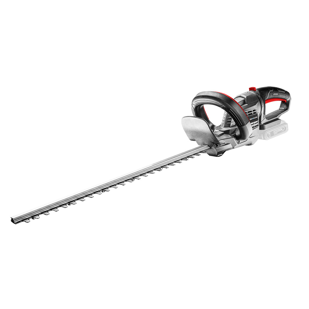 TOP-58G032--Nożyce do żywopłotu akumulatorowe Energy+ 18V, prędkość ostrza bez obciążenia 1300 min-1, szerokość cięcia 510 mm, dł. listwy tnącej 570 mm, max. grubość cięcia 15 mm, masa 2.2 kg, akcesoria: pochwa na ostrze - 1szt.
