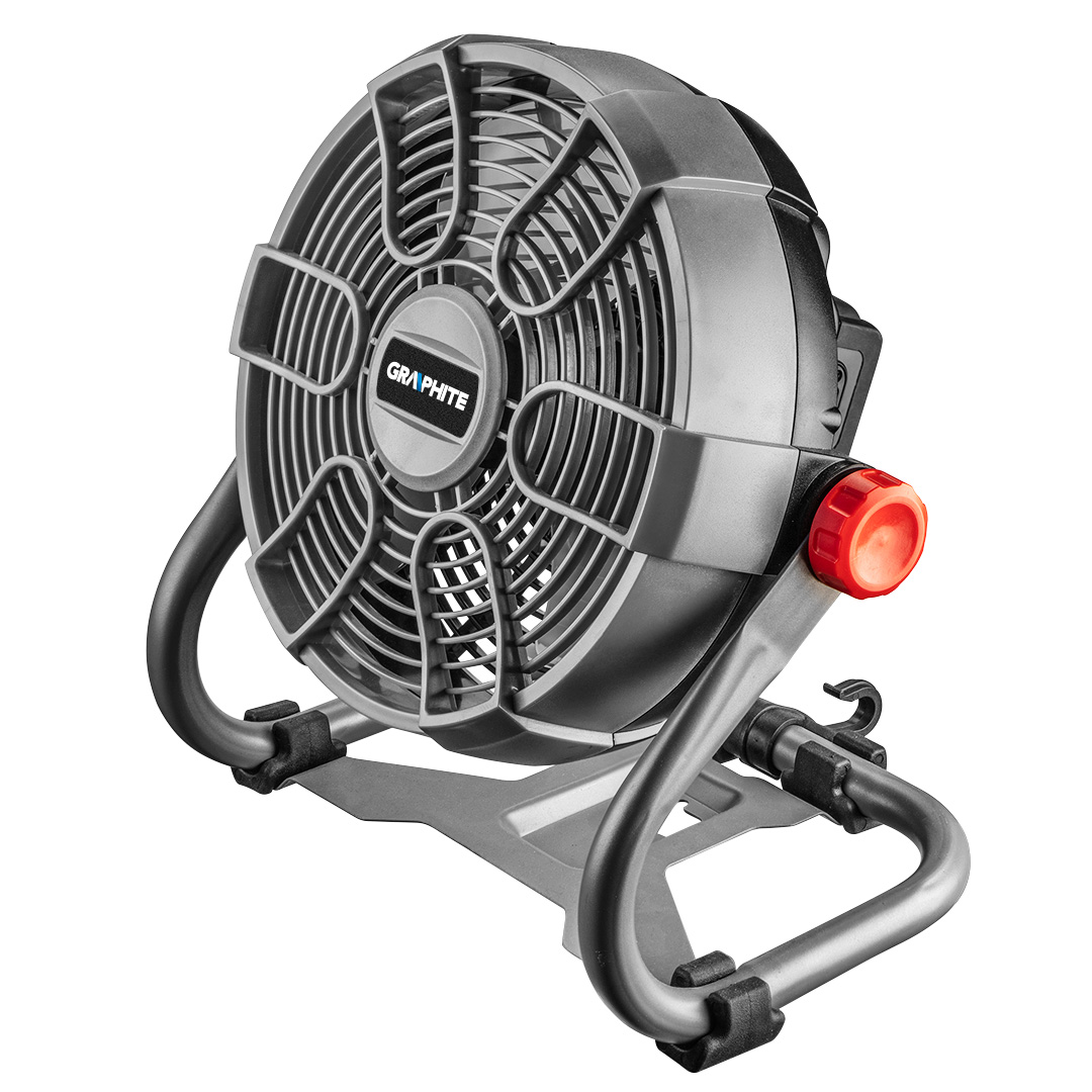 TOP-58G080--Wentylator Energy+ 18V, Li-lon o podwójnej możliwosci zasilania przez akumulator lub sieciowo, dwa biegi: I  max 2573 obr/min, II max 1635 obr/min, wbudowany włącznik, masa 2,3 kg, kompatybilny z akumulatorami Energy+. Urządzenie może pracować w pozy