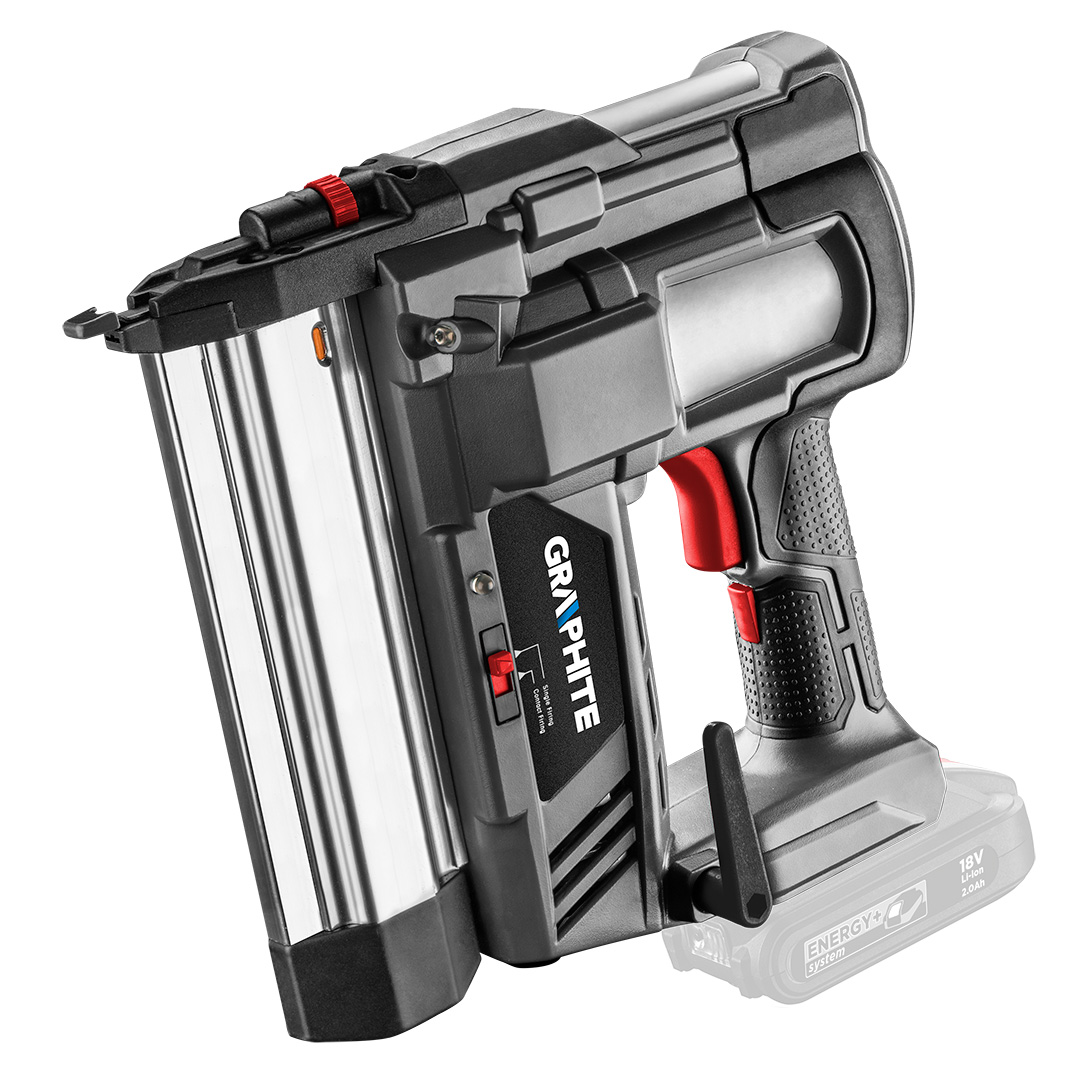 TOP-58G081--Zszywacz akumulatorowy 2w1 18V, Li-Ion, max. ilość operacji 100/min, średnia ilość operacji 60/min, max. dł zszywki/gwoździa 40/50mm, typ zszywek/gwoździ 18Ga, max. pojemność magazynka 100 szt., masa 2.7kg, kompatybilny z akumulatorami Energy+