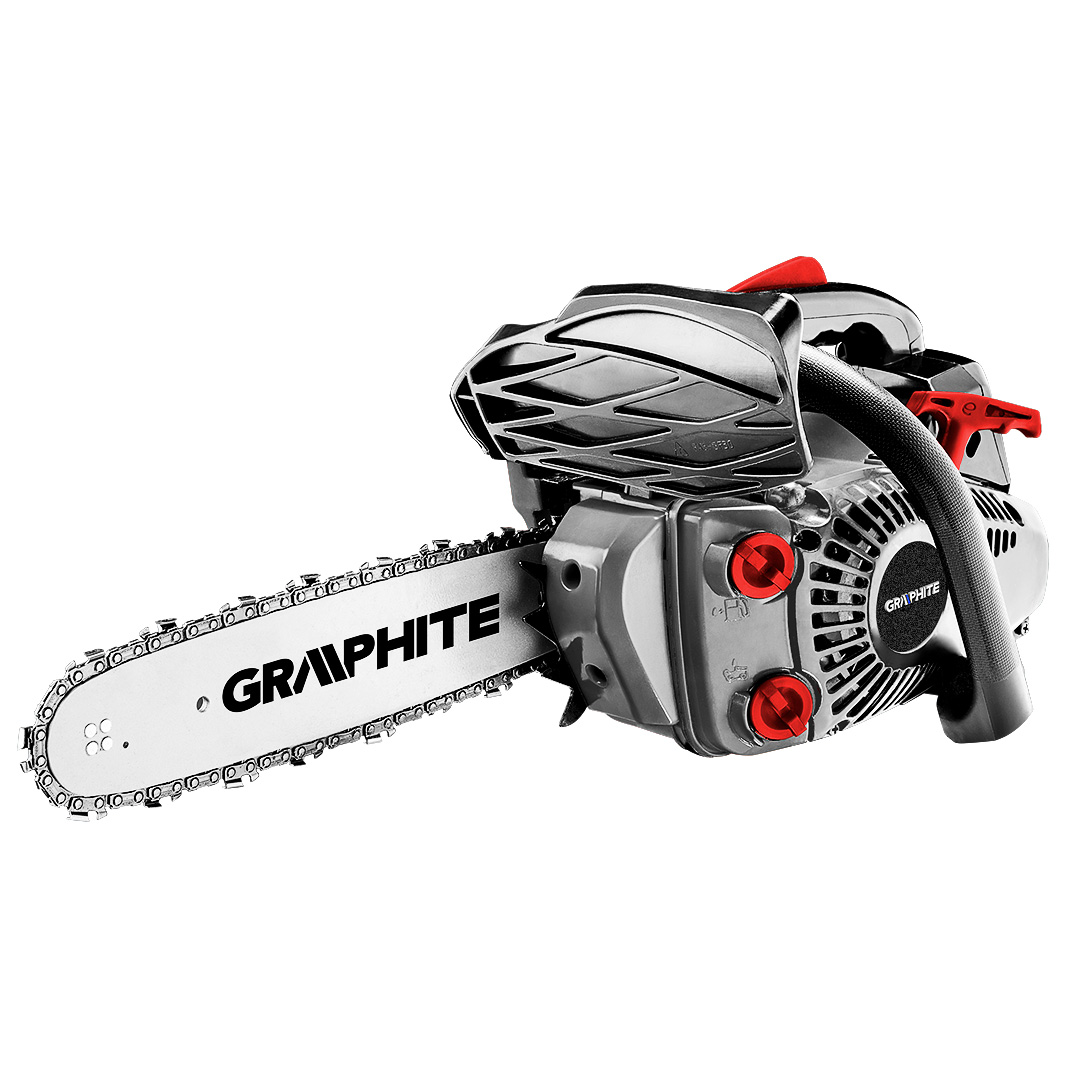 TOP-58G950--Pilarka łańcuchowa spalinowa 0.9kW (1.22KM), prowadnica GRAPHITE 12" (300 mm), obroty 10500 min, zbiornik paliwa 230 ml, zbiornik oleju łańcuchowego 160 ml, podziałka łańcucha 3/8" (9.525 mm), grubość łańcucha 0.05 (1.27 mm), automatyczna p