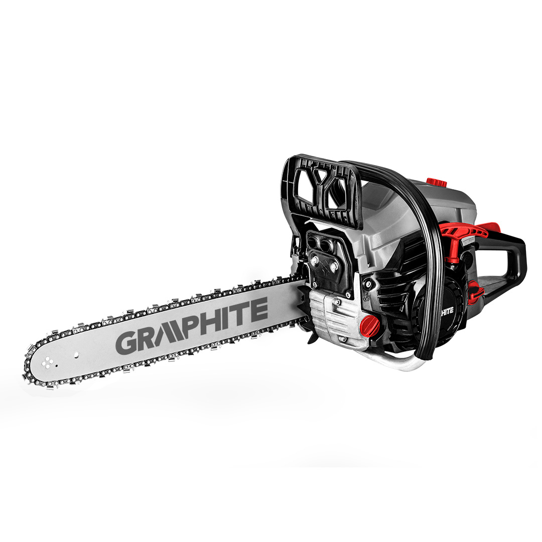 TOP-58G954--Pilarka łańcuchowa spalinowa 2kW (2.7KM), prowadnica 18", pojemność silnika 52cm3, moc silnika 2,7kW,silnik dwusuwowy, prowadnica o długości 45cm, automatyczny włącznik ssania