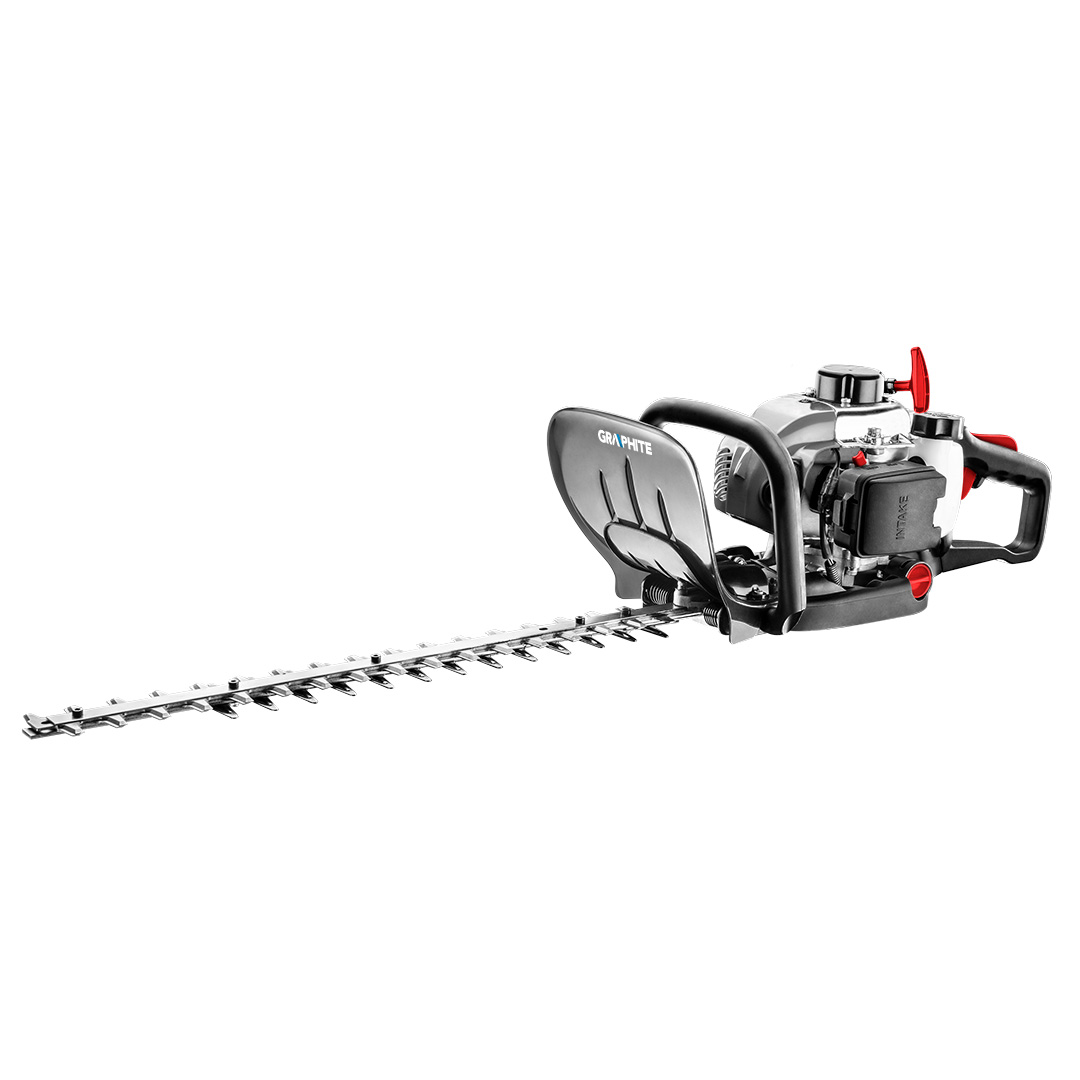 TOP-58G955--Nożyce do żywopłotu spalinowe 0.75 kW (1.02 KM), pojemność slinika 26 cm3, szerokość cięcia 550 mm, max. grubość cięcia 20 mm, max. prędkość  silnika bez obciążenia 8500 min-1, masa 6 kg, pojemnik na mieszankę benzynowo olejową, osłona na ostrze, wkr