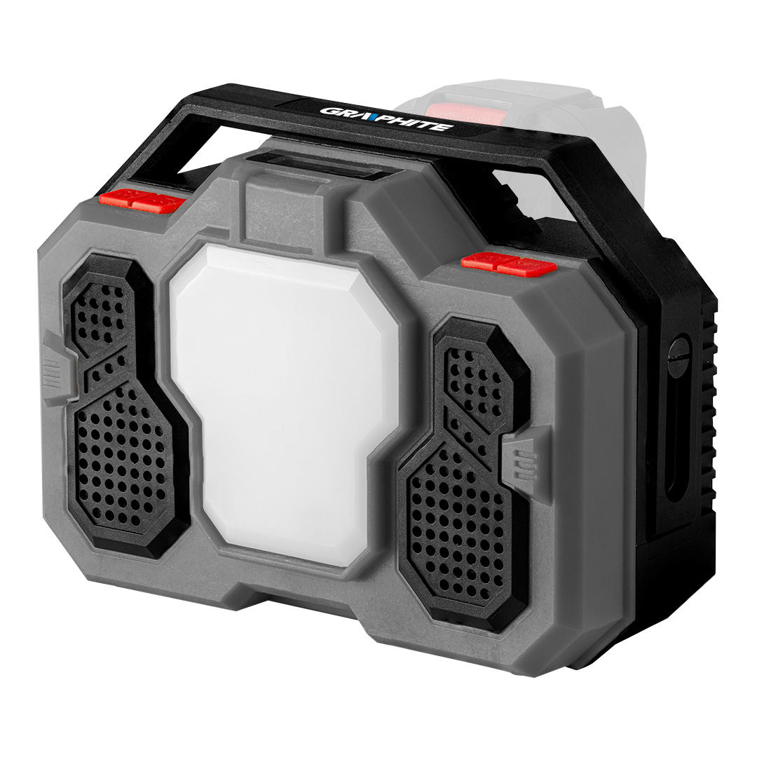 TOP-58GE104--Radio akumulatorowo-sieciowe Energy+ 18V, Li-on, moc 21W / LED 15W, głośniki 2 x 3W, temperatura barwy 6500K, radio FM 87,5-108 mHz, Bluetooth