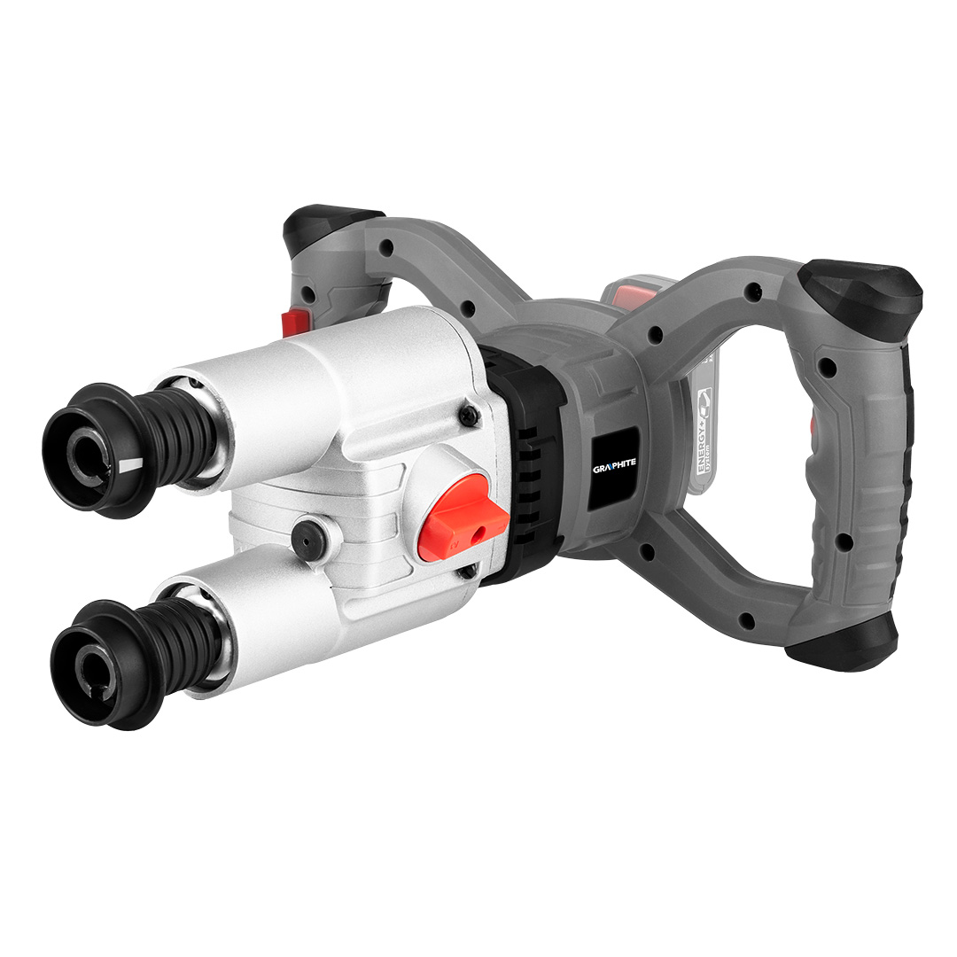 TOP-58GE129--Mieszarka podwójna 18V, Li-lon, obroty I: 250 - 400 min II: 350  650 min, montaż na klik, silnik bezszczotkowy, dwa mieszadła w zestawie, kompatybilna z akumulatorami Energy+