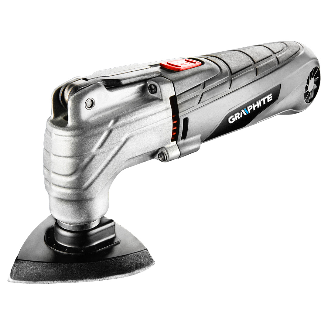 TOP-59G021--Urządzenie wielofunkcyjne 300W, przeznaczone do cięcia szlifowania materiałów takich jak: drewno, metal, ceramika w zależności od zastosowanego ostrza, regulowana ilość oscylacji 15 000 - 21 000 min, kąt oscylacji 2,8°, stopa 80x80x80 mm,  (LxH) 300 