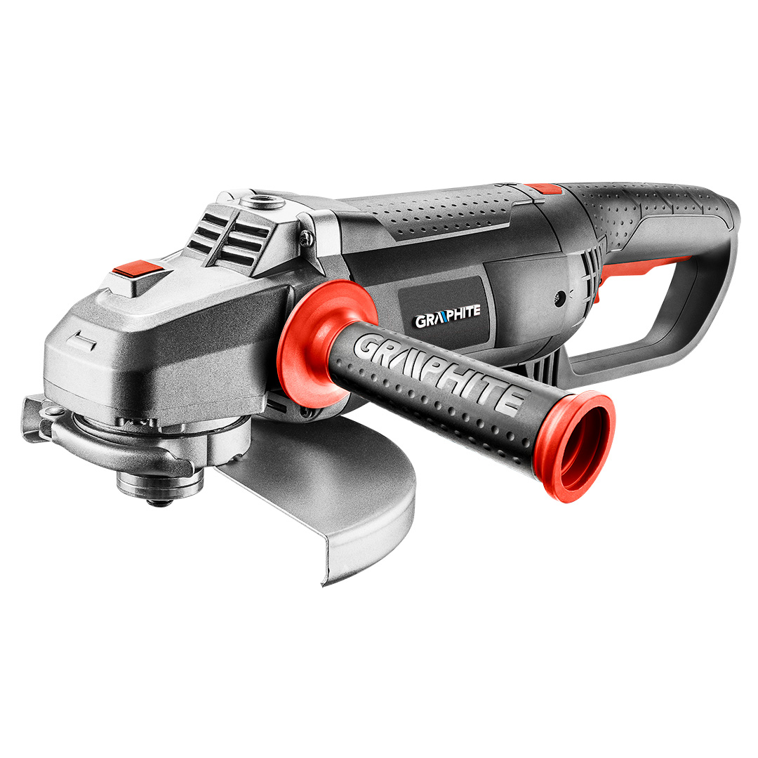 TOP-59G208--Szlifierka kątowa 2600W, tarcza 230 x 22.2 mm, obroty 6500 min, gwint wrzeciona M14, płynny rozruch, (LxH) 548 x 135 mm, masa 4,85 kg, karton, obrotowa rękojęść
