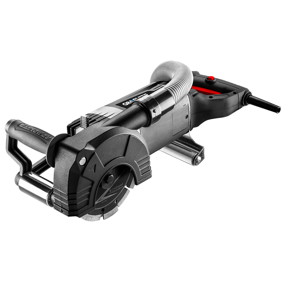 TOP-59G371--Bruzdownica 2400W, 3 tarcze zespolone 150x22.2 mm, obroty 8000 min1, szerokość bruzdy 30 mm, maksymalna głębość bruzdy 43mm, masa 6.6 kg, akcesoria: 2 klucze, wąż zintegrowany z workiem na pył, walizka