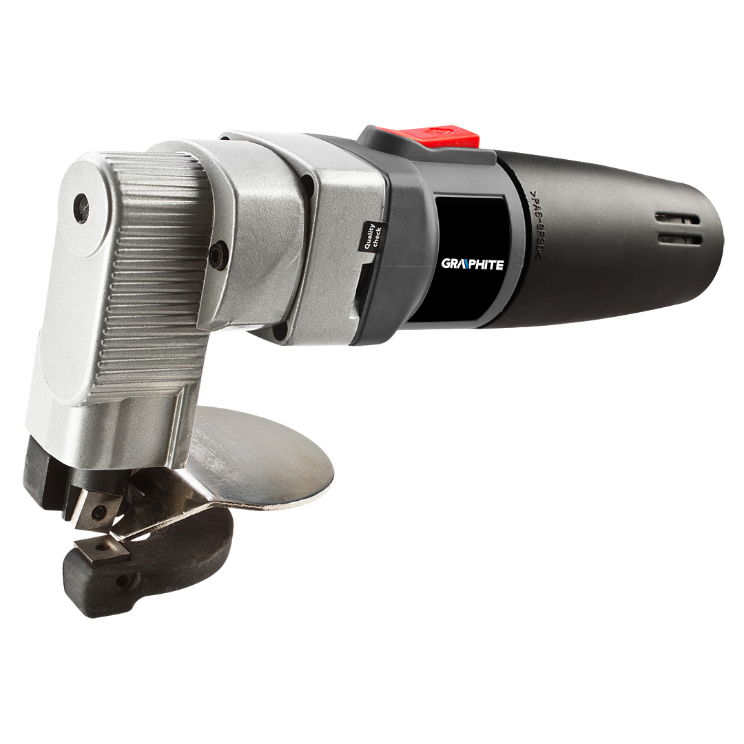 TOP-59G402--Nożyce do blachy 500W, Ilosć cykli noża 1800 m-1, maks. grubość cięcia stali 2.5mm, aluminium 3 mm, (LxHxW) 280 x 155 x 80 mm, masa 2.3 kg, walizka, akcesoria: klucz sześciokątny, szczelinomierz