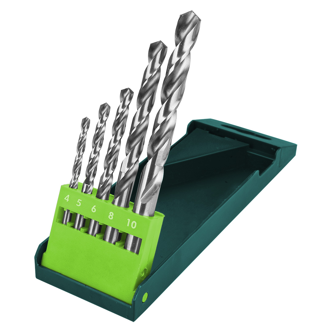 TOP-60H000--Wiertła do metalu HSS-G, 4.0-10.0 mm, zestaw 5 szt.,  4, 5, 6, 8, 10 mm