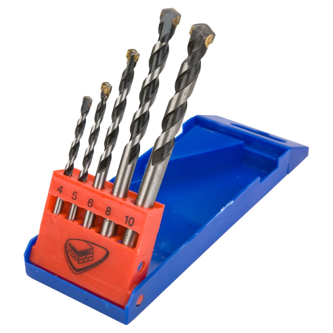 TOP-60H300--Wiertła do betonu 4-10 mm, zestaw 5 szt.,  4 x 75, 5 x 100, 6 x 100, 8 x120, 10 x 120 mm