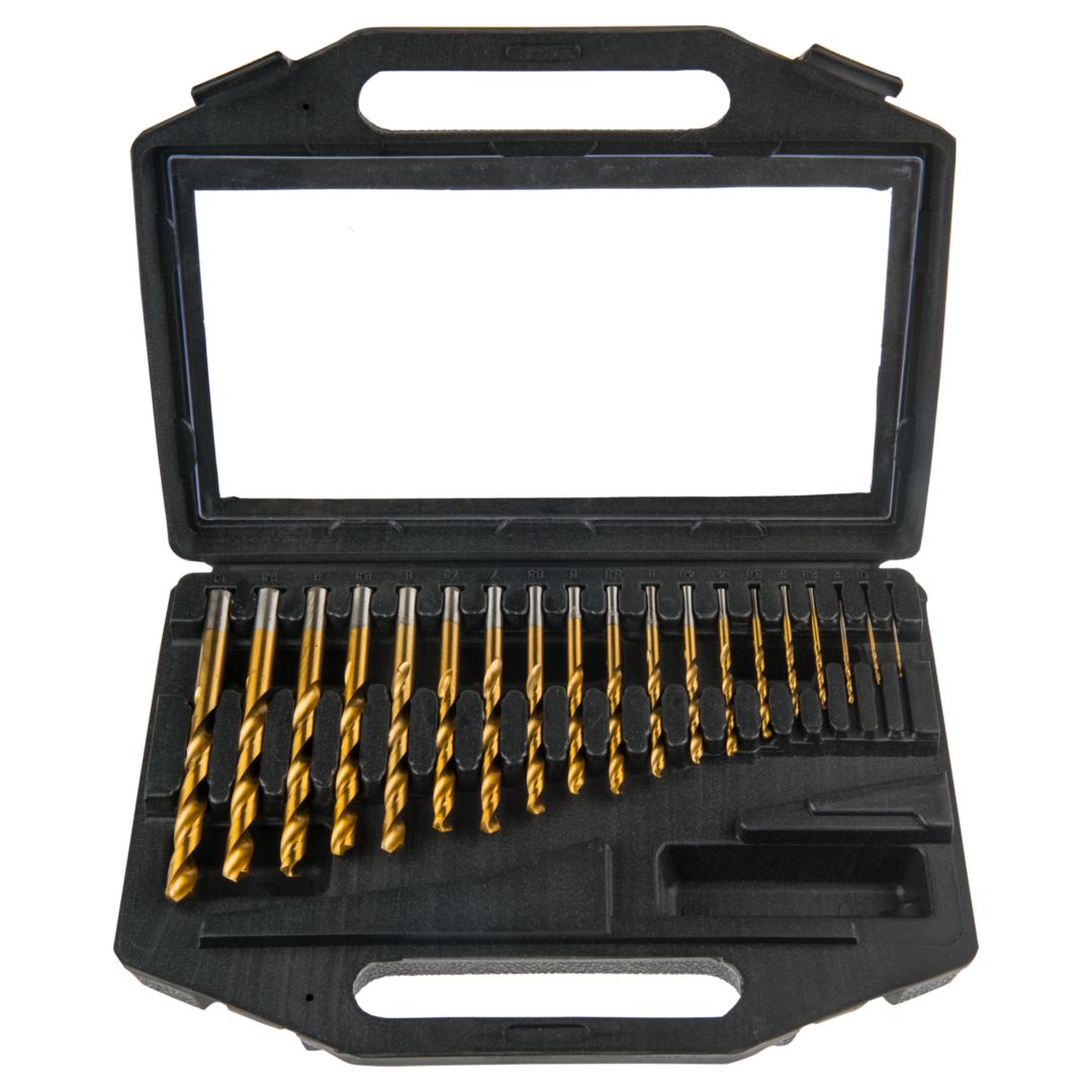TOP-60H739--Wiertła do metalu HSS-TiN, 1.0-10.0 mm, zestaw 19 szt.,  1.0, 1.5, 2.0, 2.5, 3.0, 3.5, 4.0, 4.5, 5.0, 5.5, 6.0, 6.5, 7.0, 7.5, 8.0, 8.5, 9.0, 9.5, 10.0 mm