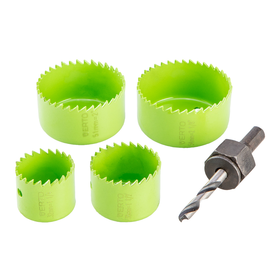 TOP-60H953--Zestaw otwornic, adapter 1 szt., otwornice 4 szt.: 32, 38, 51, 54 mm
