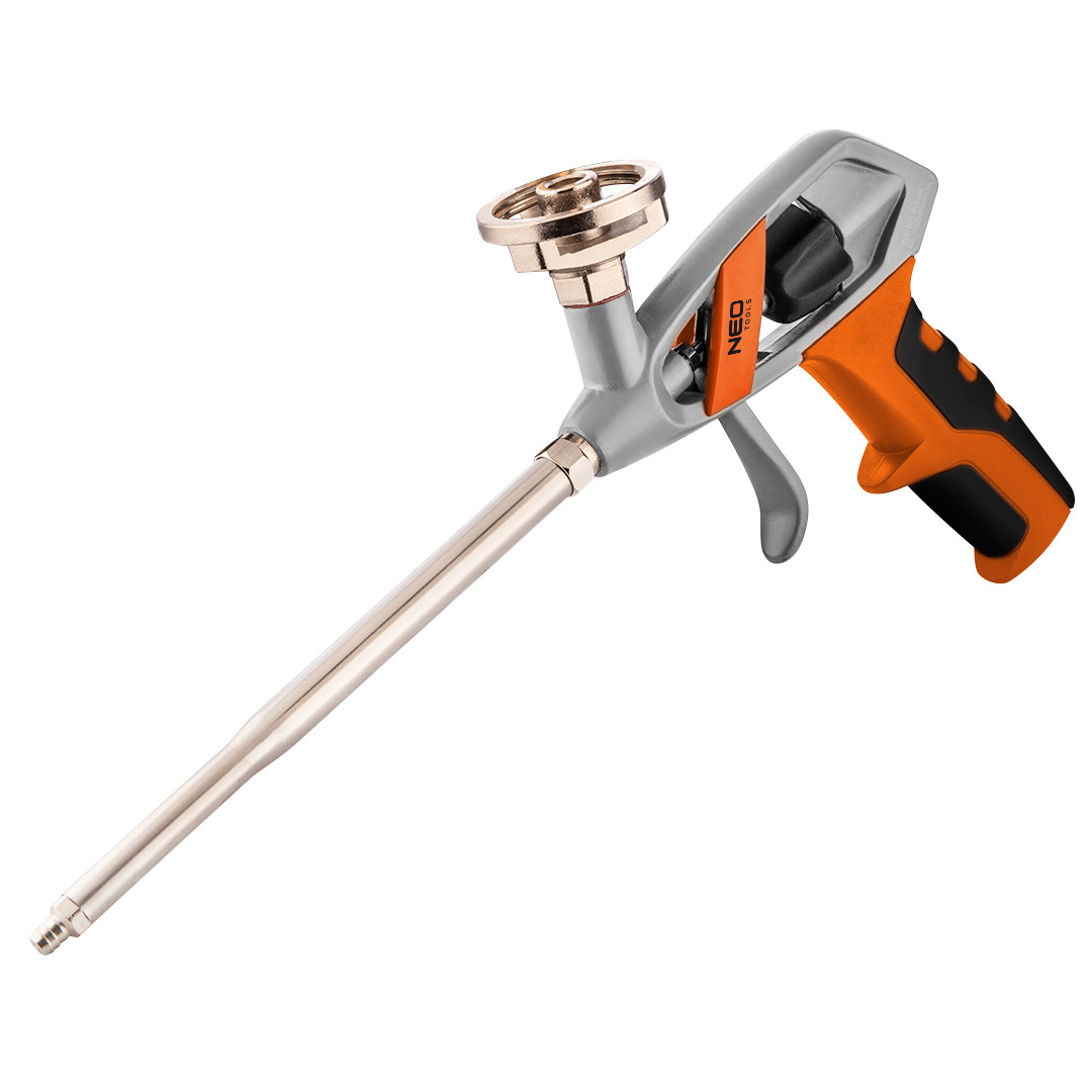 TOP-61-013--Pistolet do pianki montażowej korpus ze stopu aluminium, kulka ze stali nierdzewnej, igła ze stali nierdzewnej, pokrętło do zmiany ciśnienia z ABS, dwukomponentowy uchwyt