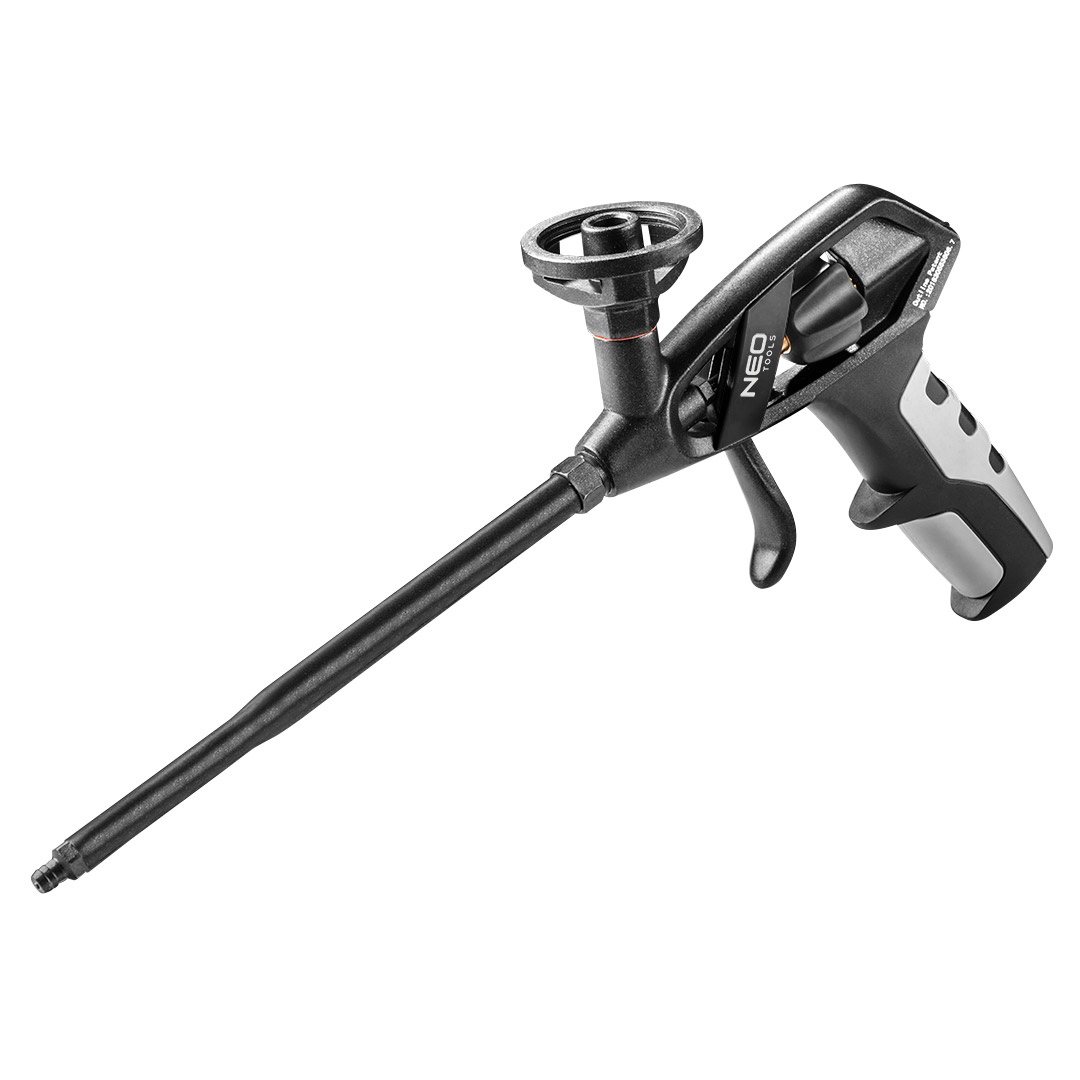TOP-61-014--Pistolet do pianki montażowej korpus ze stopu aluminium pokrytym teflonem, kulka teflonowa, igła pokryta teflonem, pokrętło do zmiany ciśnienia z ABS, dwukomponentowy uchwyt