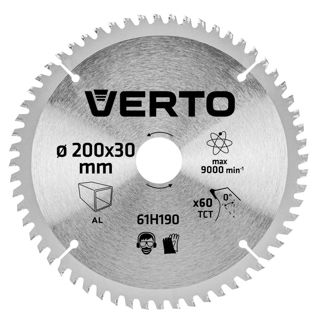 TOP-61H190--Tarcza do pilarki, widiowa, 200 x 30 mm, 60 zębów, do aluminium,  grubość tarczy 1.6 mm, grubość zęba 2.4 mm, redukcje: 30 x 16 mm, 30 x 20 mm, 30 x 25.4 mm