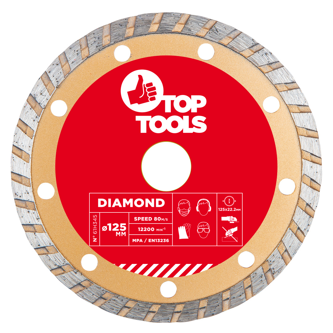 TOP-61H345--Tarcza diamentowa 125 x 22.2 mm, grubość 2 mm, wysokość segmentu 7 mm, turbo