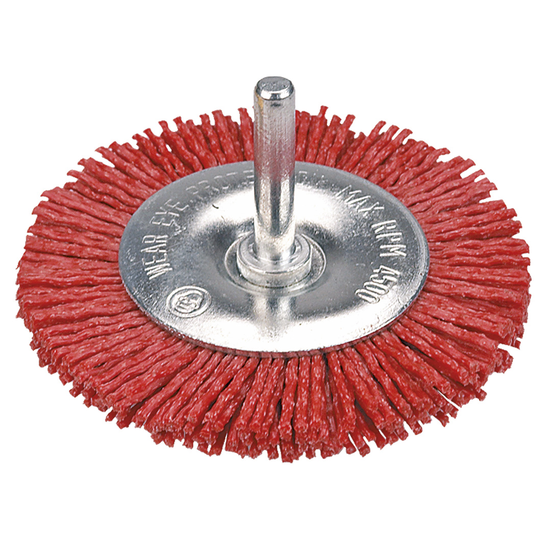 TOP-62H712--Szczotka ścierna tarczowa z trzpieniem 75 mm,  nylonowa