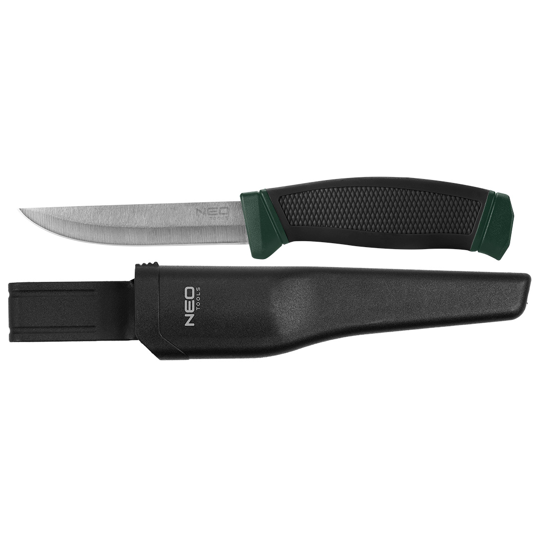 TOP-63-105--Nóż Finka 21.5 cm, stal 3Cr13, ostrze 9.5 cm, uchwyt PP+TPR, plastikowy pouch z zaczepem na pasek