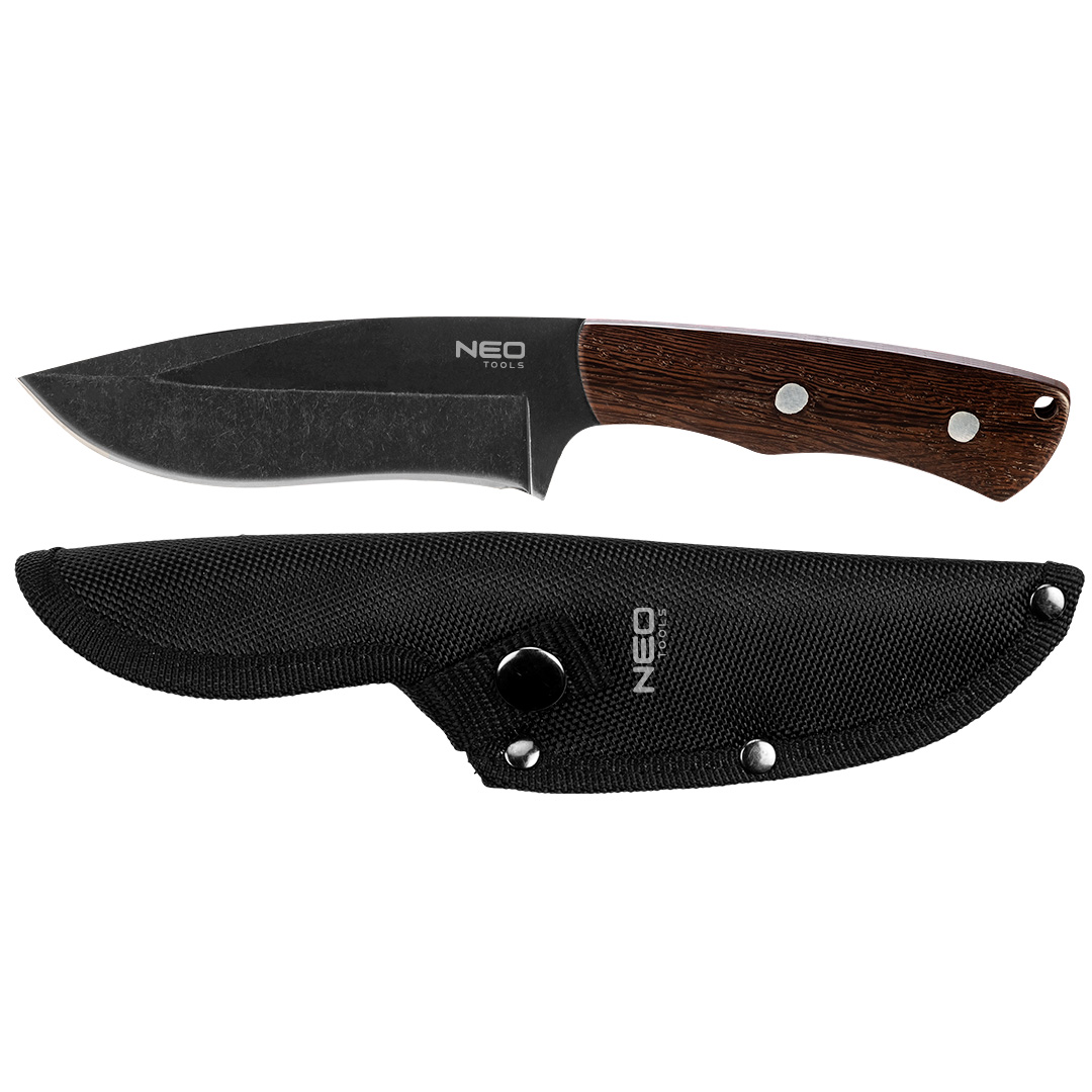 TOP-63-111--Nóż survivalowy full-tang 23 cm, ostrze 12 cm, full-tang, stal nierdzewna 420, uchwyt drewniany, pouch