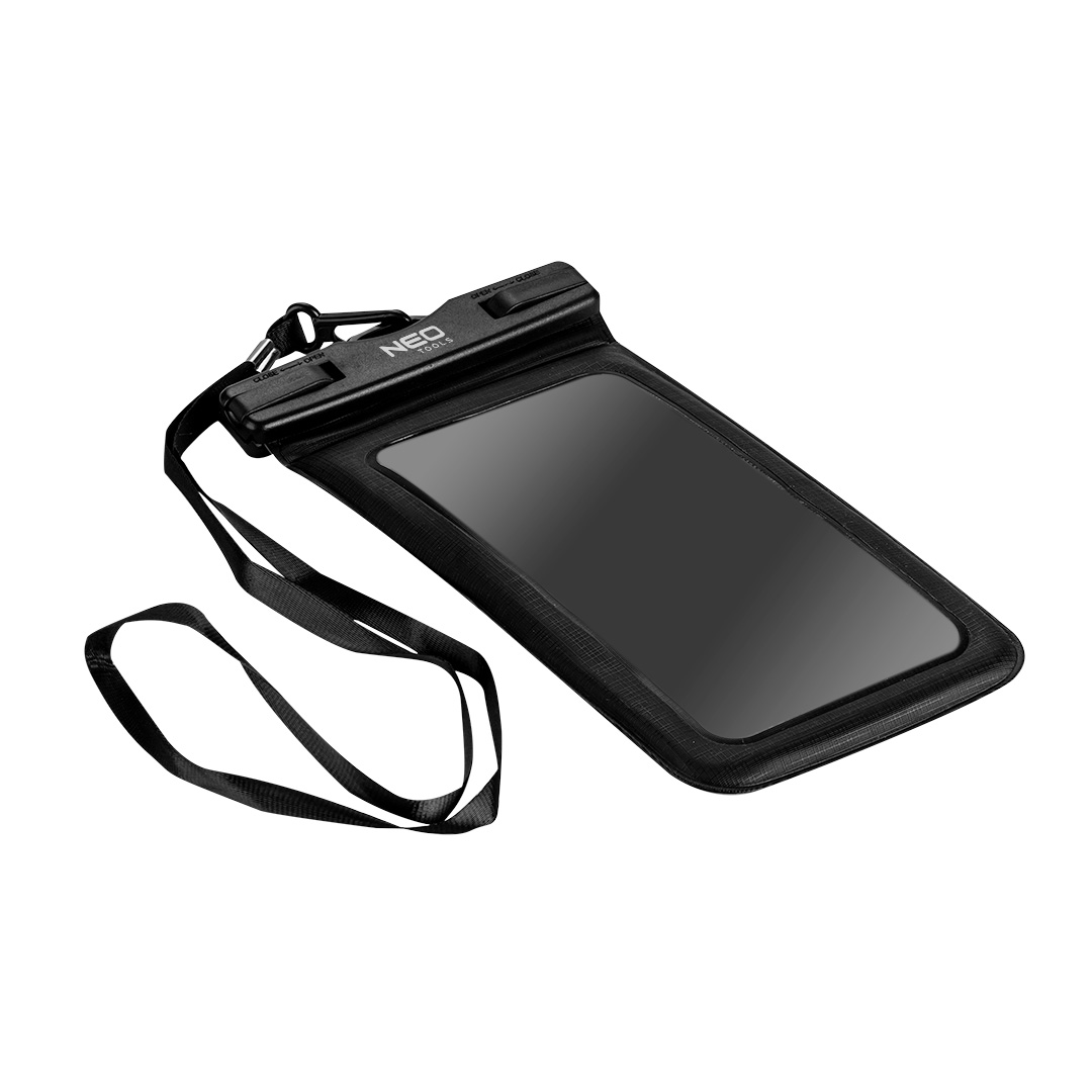 TOP-63-135--Etui wodoodporne na telefon materiał PVC i ABS, rozmiar 19.5 x 11 cm, waga 80g, na telefony do max rozmiaru 6.2'', wodoodporność IPX8