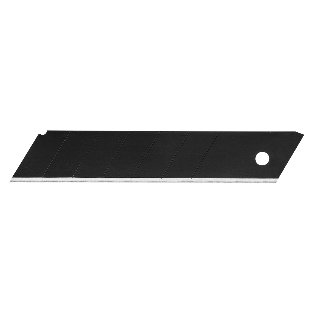 TOP-64-014--Ostrza łamane wymienne 25 mm, grubość 0.7mm, 7 sekcji, laserowo ostrzone, 10 szt., stal SK2, antykorozyjna czarna powłoka