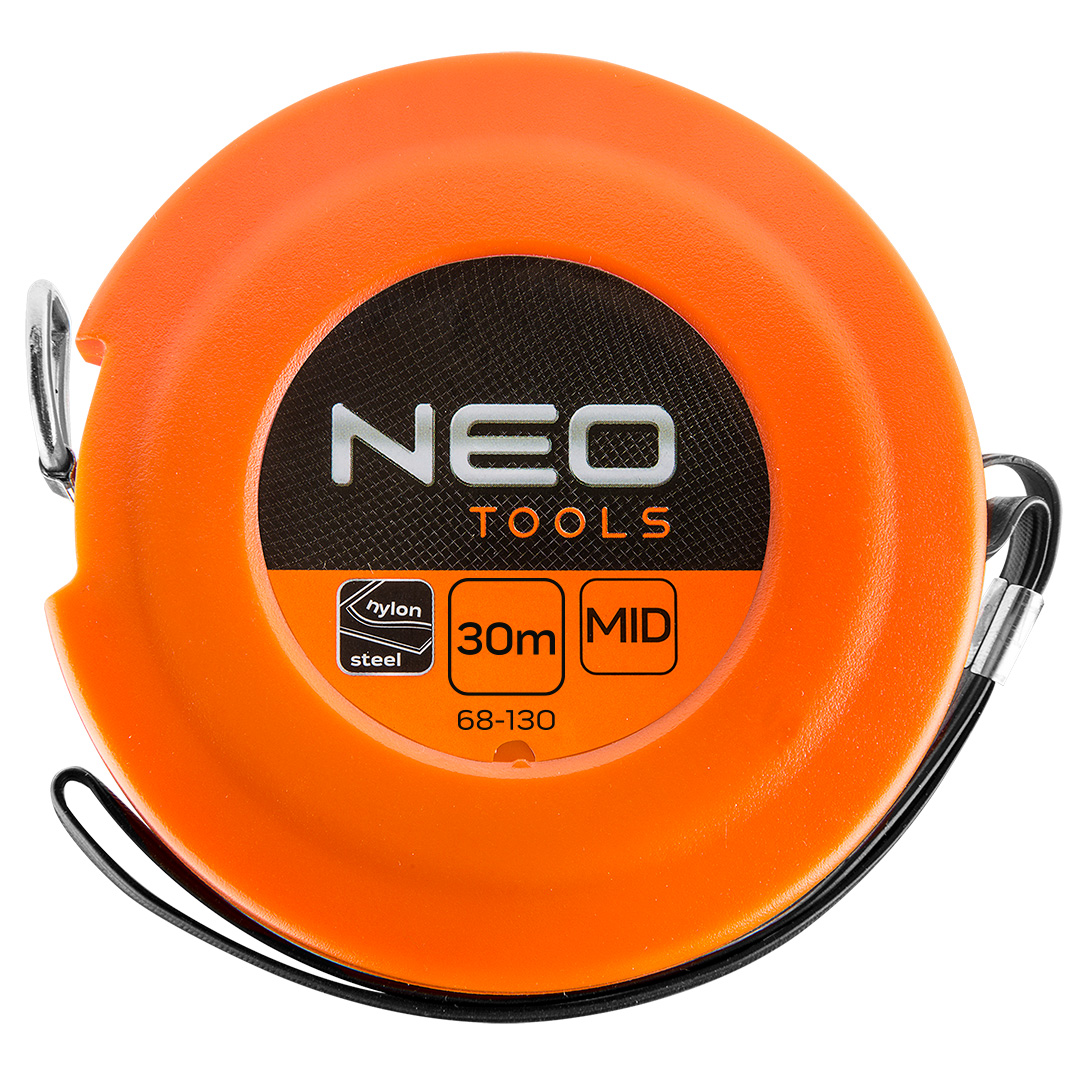 TOP-68-130--Taśma miernicza stalowa 30 m x 9.5 mm, obudowa z tworzywa, nylonowa powłoka chroniąca podziałkę przed starciem , zaczep końcowy, przesunięty punkt "0"