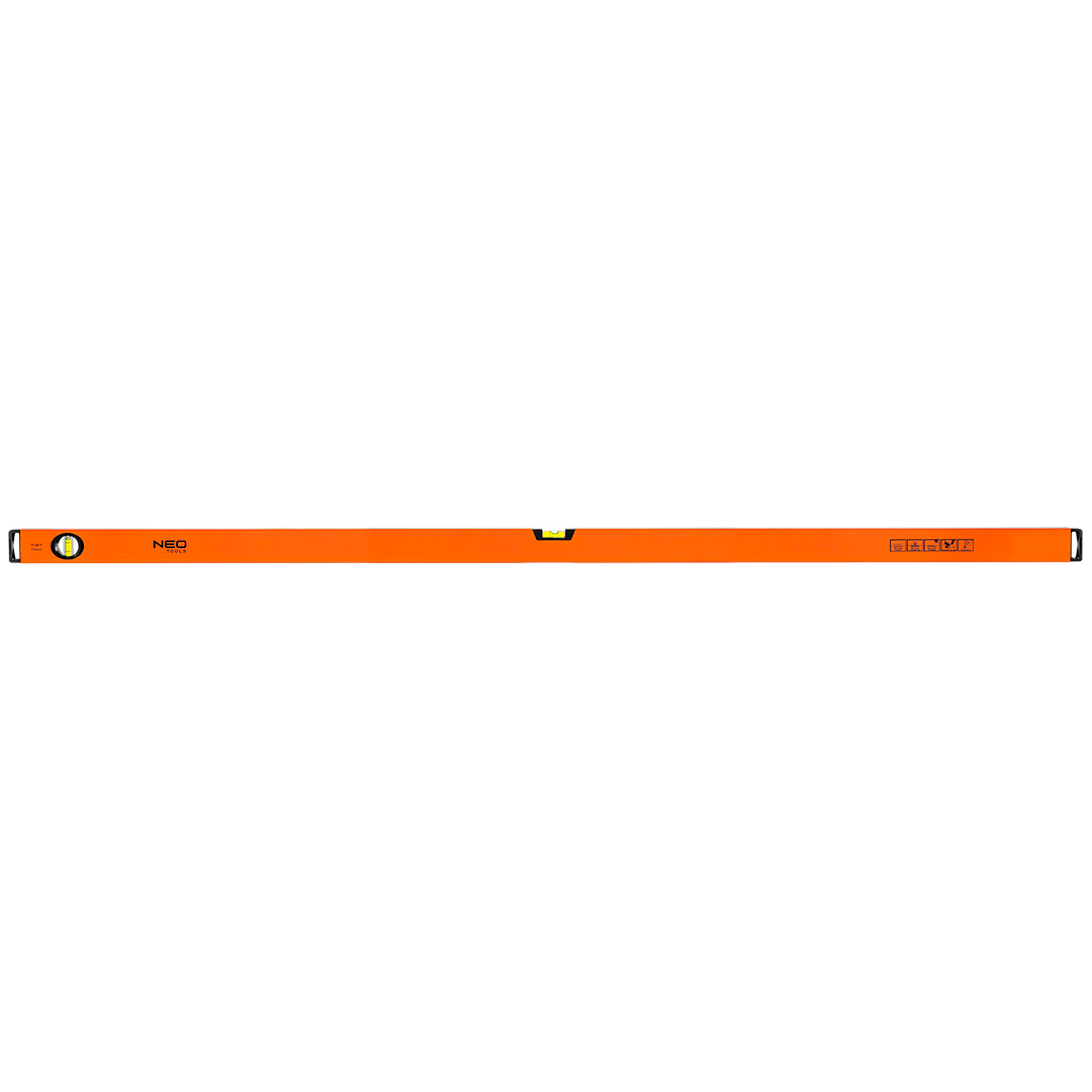 TOP-71-087--Poziomnica aluminiowa, 2 libelle, frezowana dolna powierzchnia, 200 cm, Aluminiowy profil o grubości 1.2 mm, Dokładność 0.5 mm/m, 2 libelki: pion, poziom, Libelki z materiału odpornego na uderzenia, Ciecz odporna na promieniowanie UV, Frezowana dolna