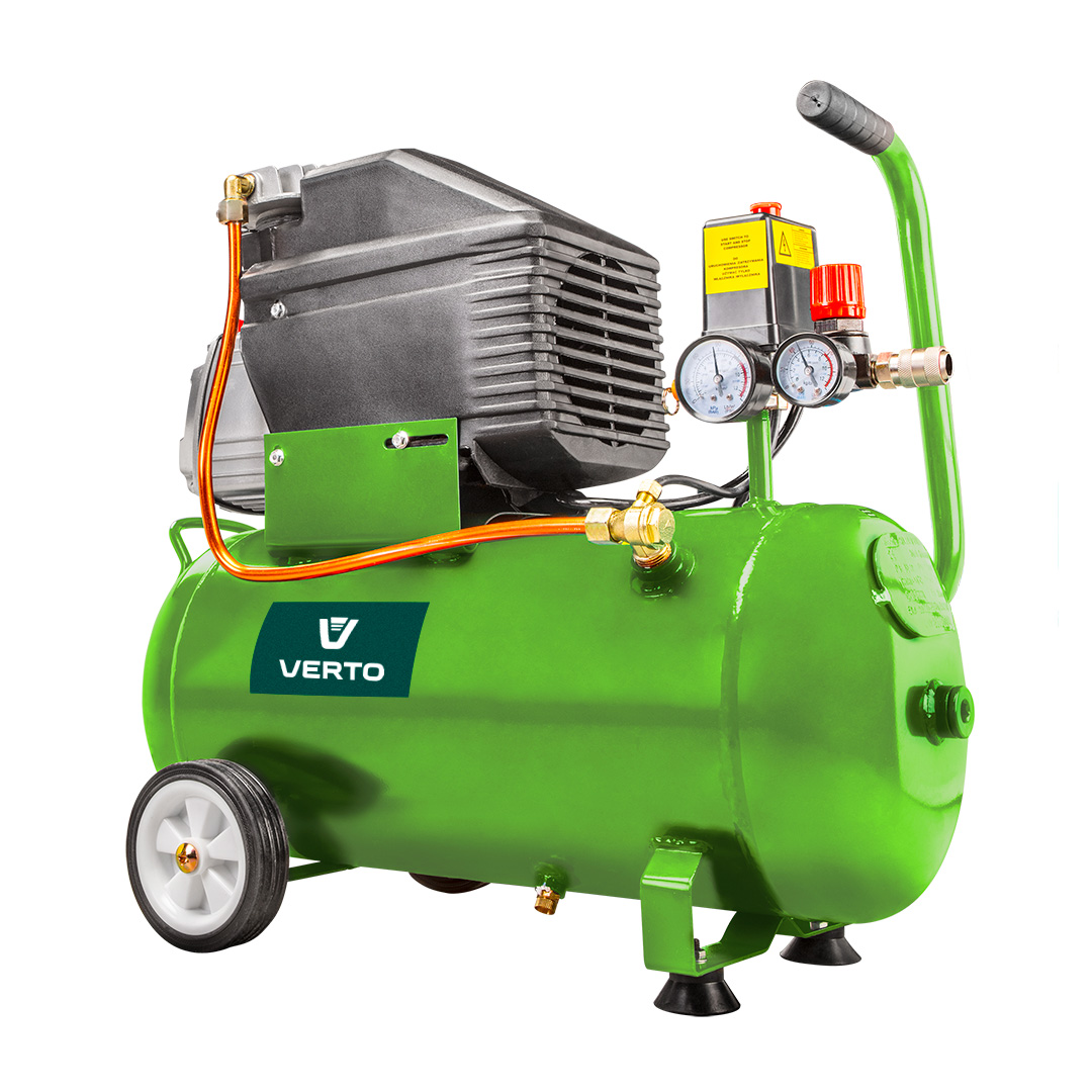 TOP-73K002--Kompresor olejowy 24l, 230V 50Hz, 1.5 kW, ciśnienie maksymalne 8 bar,  pobór powietrza 206l min, prędk obrot silnika 2850 min, szybkozłaczka, 1 tłok, karton