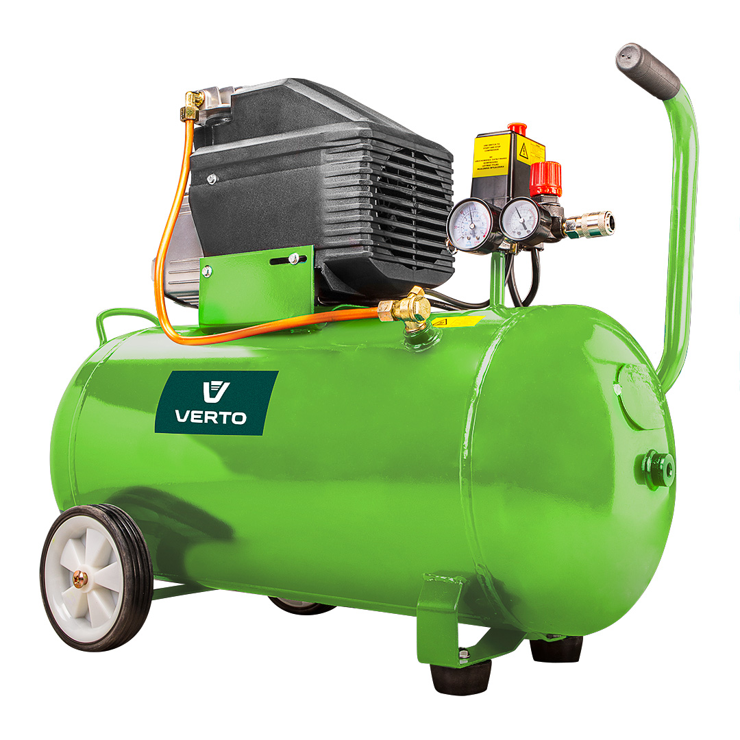 TOP-73K004--Kompresor olejowy 50l, 230V 50Hz, 1,5 kW, ciśnienie maksymalne 8 bar,  pobór powietrza 206l min, prędk obrot silnika 2850 min, szybkozłaczka, 1 tłok, karton